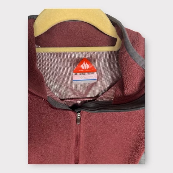 Columbia Womens Fleece Jacket Small Quarter Zip Omni-Heat Merlot and Gray - Picture 3 of 8